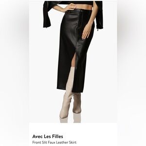 Avec Les Filles Black Faux Leather Maxi Skirt